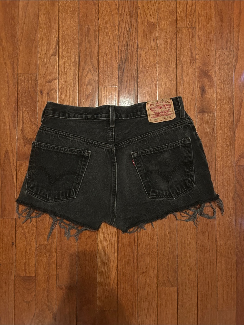 Levi's Black Distressed Denim Cutoff Shorts